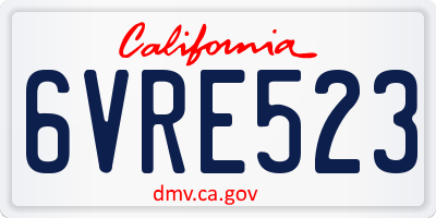 CA license plate 6VRE523