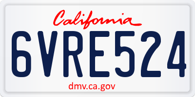 CA license plate 6VRE524