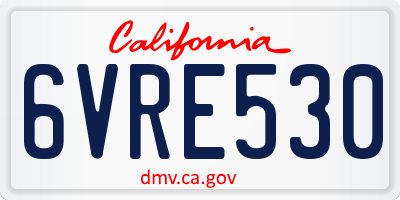 CA license plate 6VRE530