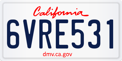 CA license plate 6VRE531