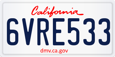 CA license plate 6VRE533