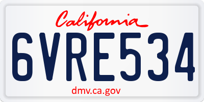 CA license plate 6VRE534