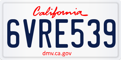 CA license plate 6VRE539