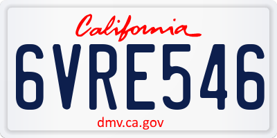 CA license plate 6VRE546