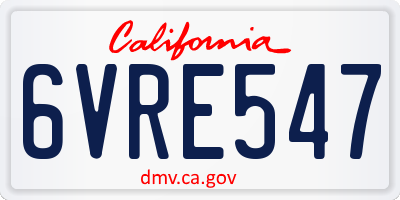 CA license plate 6VRE547