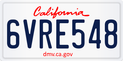 CA license plate 6VRE548