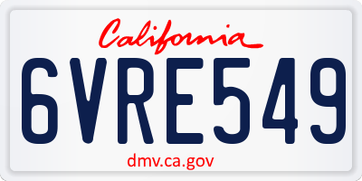 CA license plate 6VRE549