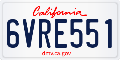 CA license plate 6VRE551