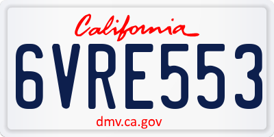 CA license plate 6VRE553