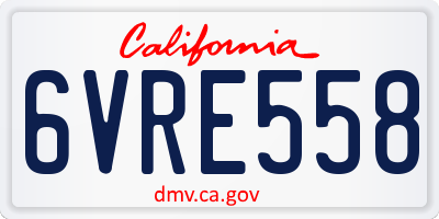 CA license plate 6VRE558