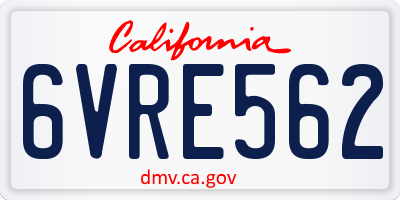 CA license plate 6VRE562