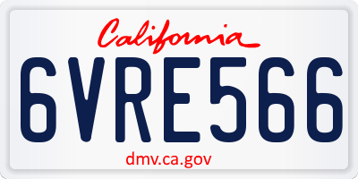 CA license plate 6VRE566