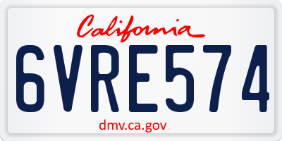 CA license plate 6VRE574
