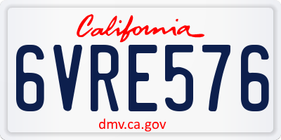 CA license plate 6VRE576