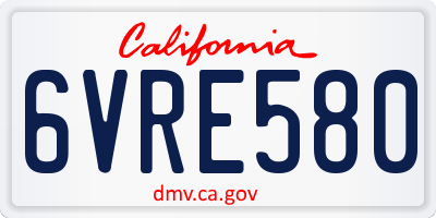 CA license plate 6VRE580