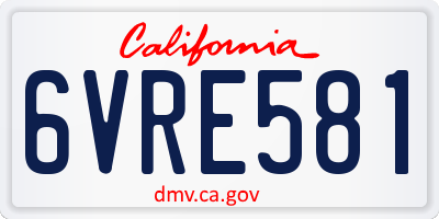 CA license plate 6VRE581