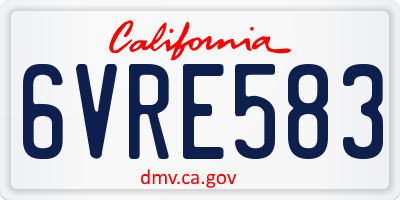 CA license plate 6VRE583