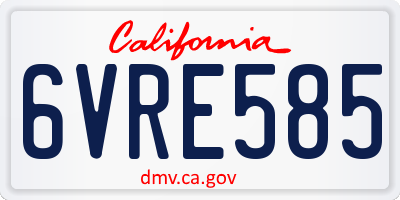 CA license plate 6VRE585