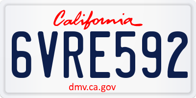 CA license plate 6VRE592