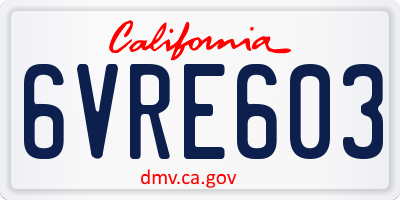 CA license plate 6VRE603