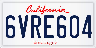 CA license plate 6VRE604