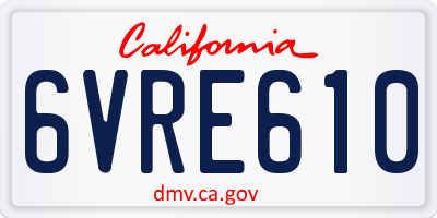 CA license plate 6VRE610