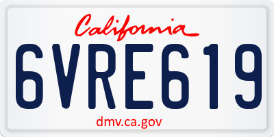 CA license plate 6VRE619