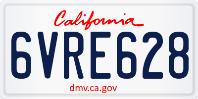 CA license plate 6VRE628