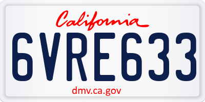 CA license plate 6VRE633