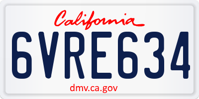 CA license plate 6VRE634