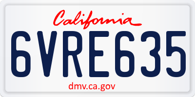 CA license plate 6VRE635