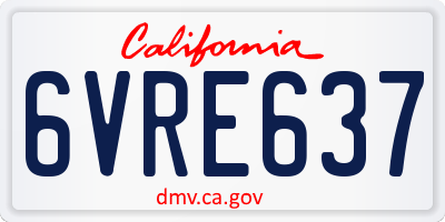 CA license plate 6VRE637