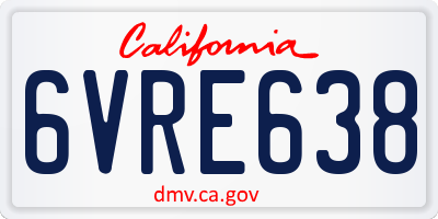 CA license plate 6VRE638
