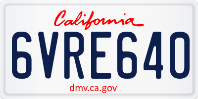 CA license plate 6VRE640