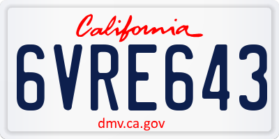 CA license plate 6VRE643