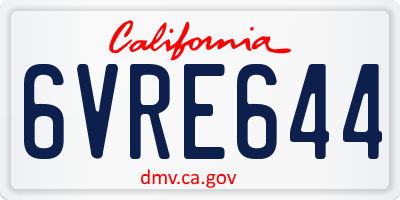 CA license plate 6VRE644