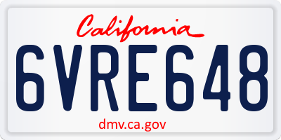 CA license plate 6VRE648