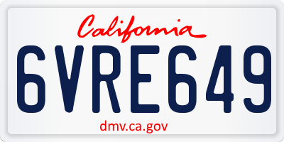 CA license plate 6VRE649