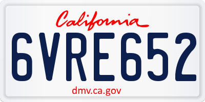 CA license plate 6VRE652