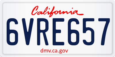 CA license plate 6VRE657