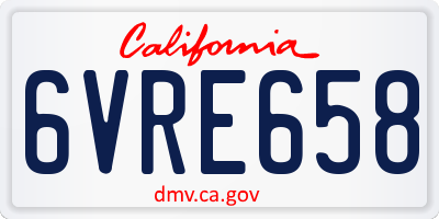 CA license plate 6VRE658