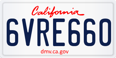 CA license plate 6VRE660