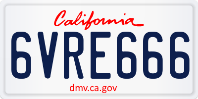 CA license plate 6VRE666