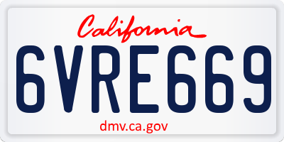 CA license plate 6VRE669