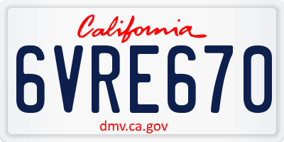 CA license plate 6VRE670