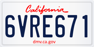 CA license plate 6VRE671