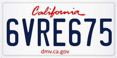 CA license plate 6VRE675