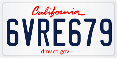 CA license plate 6VRE679