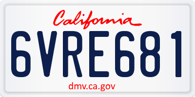 CA license plate 6VRE681