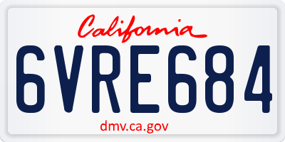 CA license plate 6VRE684